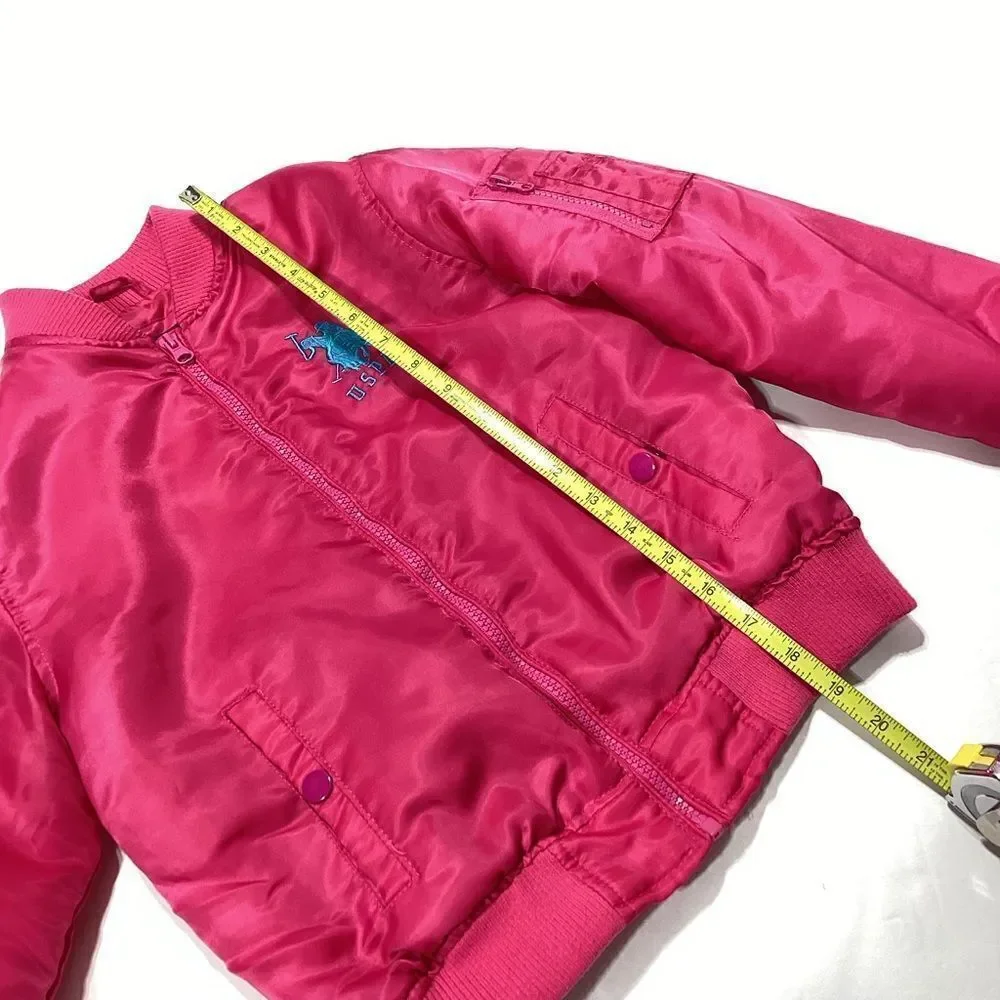 U.S. Polo ASSN Girls Barbie Pink Puffer Bomber Jacket Coat M